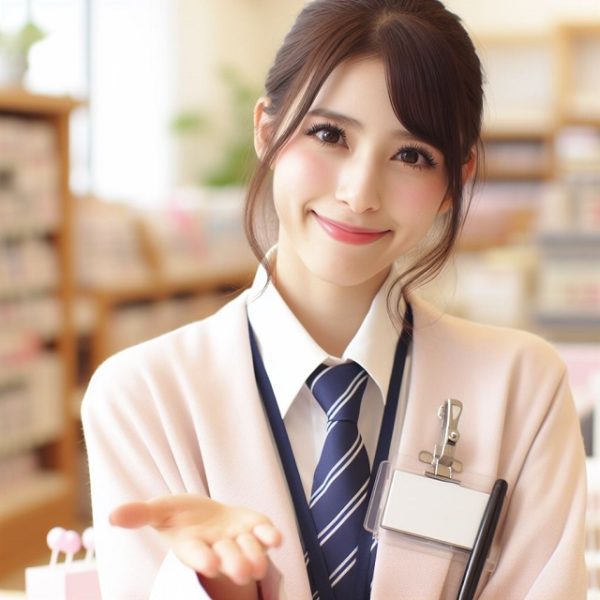 日本人の女性ショップ店員が親切にアドバイスをしている画像