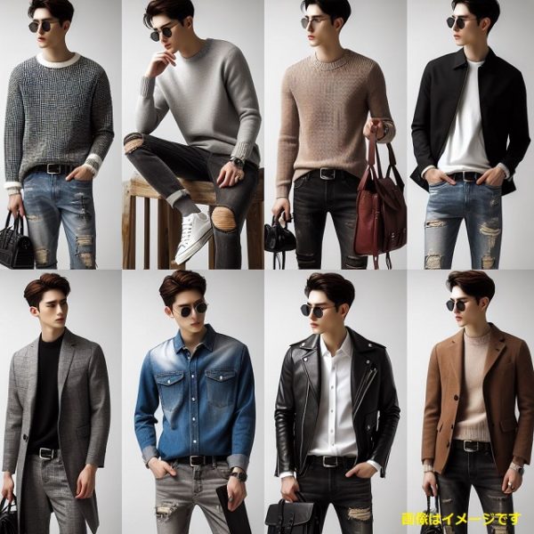 韓国ファッションを身にまとったお洒落な男性たち