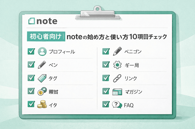 初心者向け｜noteの始め方と使い方10項目チェックのセクションのイメージ画像