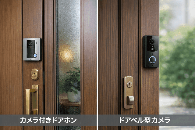 玄関の防犯でドアの補強　カメラ付きドアホン or ドアベル型カメラの設置イメージ