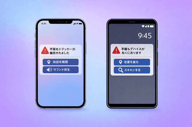 iPhone/Androidの不審トラッカー通知イメージ